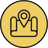 Map and map pin graphic icon
